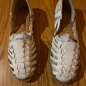 Leather woven sandals